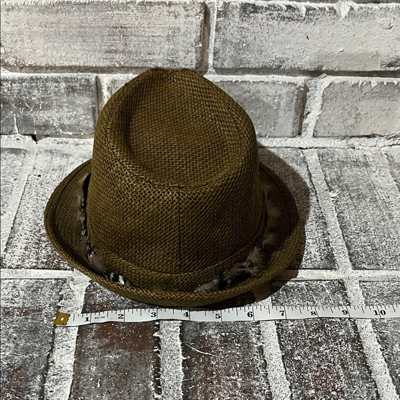 Brown Fedora Hat with Feather Band - Picture 3 of 16